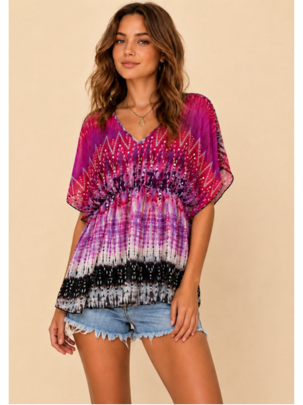 Y2K Pink Boho Sheer Tunic ✨ Festival Vacation Top M